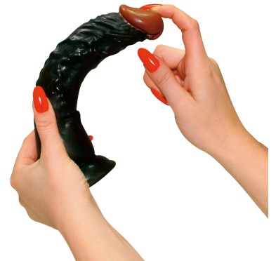 European Lover - Realistyczne Dildo Z Przyssawką Czarne 23 Cm